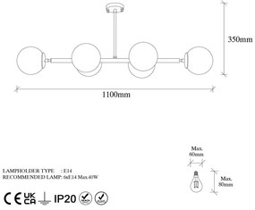 Plafoniera bianca/dorata con paralume in vetro 40x110 cm Fazli – Opviq lights