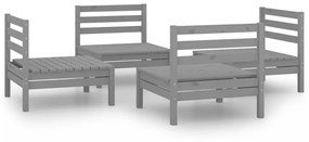 Set divani da giardino 4 pz grigio in legno massello di pino