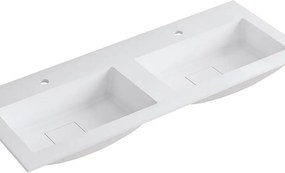 Lavabo a incasso rettangolare doppia vasca L 120.5 x H 15 x P 46 cm in resina bianco opaco