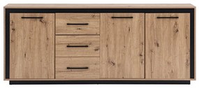 Credenza 3 ante e 3 cassetti in MDF Naturale e Nero - NALAMANE