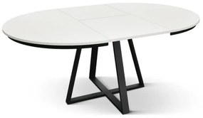Tavolo rotondo PANTELLERIA in legno effetto bianco frassinato con base a X in metallo antracite, allungabile ⌀120 cm &#8211; ⌀170 cm