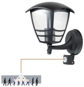 Applique da esterno con sensore TEVIO 1xE27/60W/230V IP54 nero