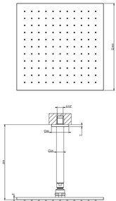 Soffione Doccia 30x30 a Soffitto orientabile con braccio doccia Cromo Gessi Emporio 47366