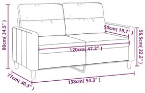 Divano a 2 Posti Grigio Scuro 120 cm in Tessuto