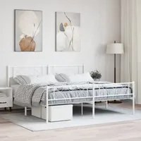 Giroletto con Testiera e Pediera Metallo Bianco 193x203 cm 372350