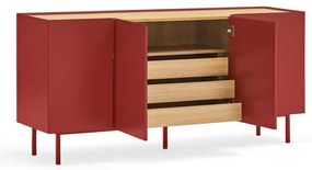 Cassettiera bassa rossa effetto rovere 165x78 cm Arista - Teulat