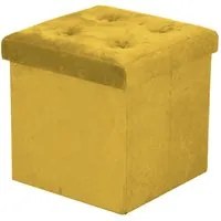 Pouf Contenitore Pieghevole 38x38xh38 cm in Velluto Giallo