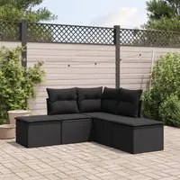 Set Divani da Giardino 5 pz con Cuscini in Polyrattan Nero 3217715