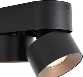 Faretto a plafone moderno nero GU10 50mm 2 luci orientabile - Echo