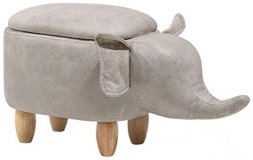Pouf in tessuto similpelle grigio chiaro ELEPHANT Beliani