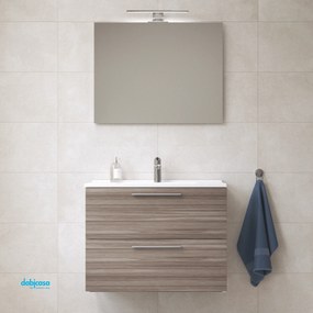 Mobile Bagno Sospeso "Mia" Da 80 Cm Composto Da Due Cassetti Lavabo E Specchio Finitura Cordoba