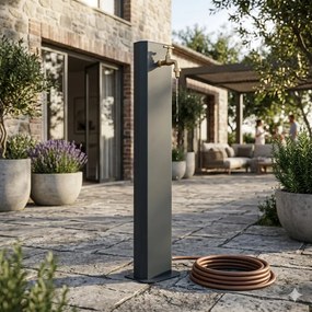 Fontana da Giardino Design a Colonna Ovale Rubinetto in Ottone Senza Base Antracite...