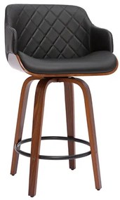 Sgabello da bar design nero e legno scuro LUCIEN