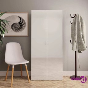 vidaXL Scarpiera Bianco Lucido 80x35,5x180 cm in Legno Multistrato