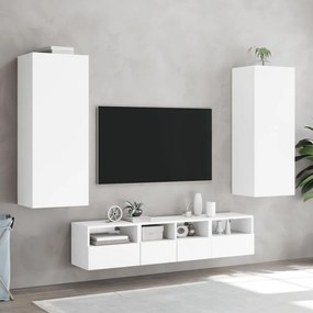 Mobile tv a parete bianco 40,5x30x102 cm in legno multistrato