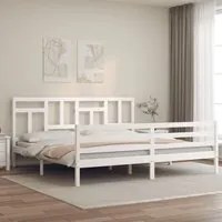 Giroletto con Testiera Bianco 200x200 cm in Legno Massellocod mxl 77048