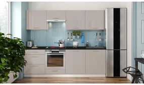 Cucina componibile CELESTE 240 cm, finitura lucida taupe