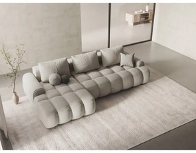 Divano angolare beige allungabile/con contenitore (con penisola a sinistra/con chaise lounge) Linz – Cosmopolitan Design