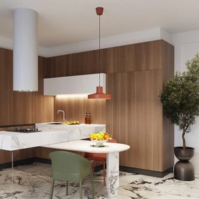 Lampadario arancione con paralume in metallo Vito – Sollux