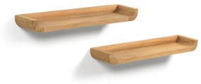 Kave Home - Set Shamel di 2 ripiani in legno massello di teak 50 x 5 cm