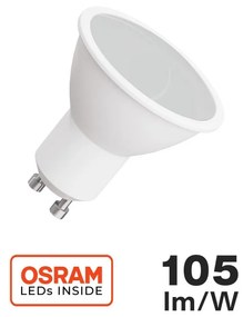 Faretto LED GU10 6W, Angolo 120°, OSRAM LED Colore Bianco Caldo 3.000K