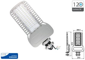 Lampione Stradale Led 150W 4000K 120lm/W Street Lamp Per Strada Giardino Villa IP65 SKU-21962