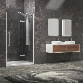 Porta doccia 120cm battente e fisso colore bianco | KT4000B - KAMALU
