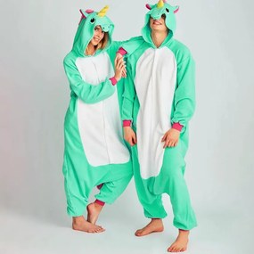 Tuta kigurumi al mentolo con motivo unicorno taglia S