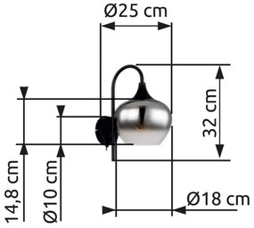 Globo 15548W - Applique MAXY 1xE27/40W/230V nero