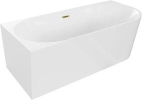 Mexen Mia vasca da bagno angolare freestanding sinistra 180 x 80 cm, bianca, troppopieno dorato - 52691808000L-50