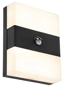 Lampada da parete per esterni nera IP44 con LED e sensore di movimento - Dualy