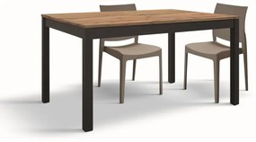 Tavolo TROPEA in legno, finitura rovere rustico e metallo verniciato antracite, allungabile 140&#215;80 cm &#8211; 190&#215;80 cm