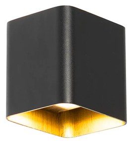 Applique da parete moderna nera con LED IP54 quadrata - Evi