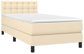 Letto a molle con materasso e led crema 80x200 cm in tessuto