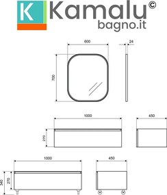 Composizione bagno con mobile a rotelle e mobile sospeso 100 cm | KAM-KK1002 - KAMALU
