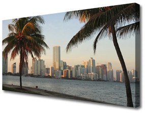 Quadro su tela Le palme dei Tropici City Sea 100x50 cm