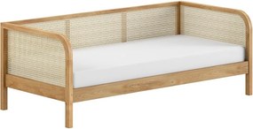 Letto singolo di colore naturale in rovere massiccio con rete inclusa 90x200 cm Olive Captain Rotan – Vipack