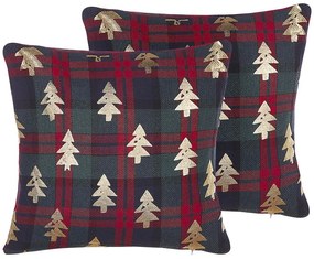 Set di 2 cuscini decorativi con alberi di Natale 45 x 45 cm verde e rosso CUPID Beliani