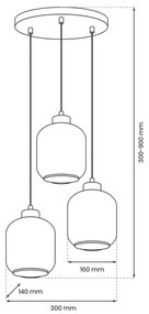 Lampadario a sospensione con filo SOMBRA 3xE27/60W/230V grigio