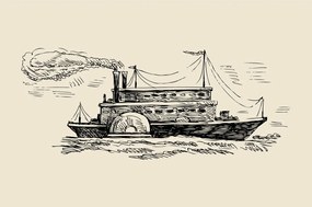 Carta da parati autoadesiva – Nave maestosa in stile retrò