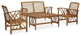 Set divani da giardino 4 pz in legno massello di acacia