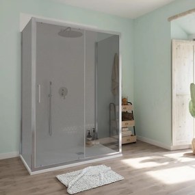 Box doccia con ingresso frontale Bilbao L 100 x H 190 cm profilo grigio cromato