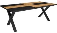 Tavolo da pranzo 10 posti 194x90 cm con gambe in legno a X stile moderno colore Rovere e Nero