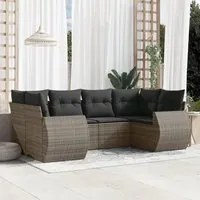 Set Divano da Giardino 6 pz con Cuscini Grigio in Polyrattan 3254117