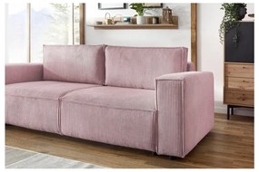 Divano letto in velluto a coste rosa chiaro 245 cm Nihad - Bobochic Paris