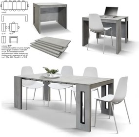 Consolle LUMIX 90x45 cm allungabile 5 all. in legno cemento salvaspazio