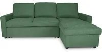 Divano letto angolare con contenitore, divano con chaise longue verde abete mod. Kennedy DL-KE10CL