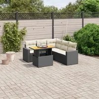 Set Divano da Giardino 6 pz con Cuscini Nero in Polyrattan 3271308