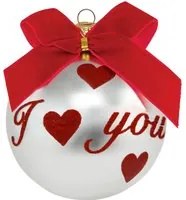 Pallina Natale I love you perlata 10 cm