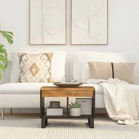Tavolino Da Salotto 55x50x40 Cm İn Legno Massello Di Mango /